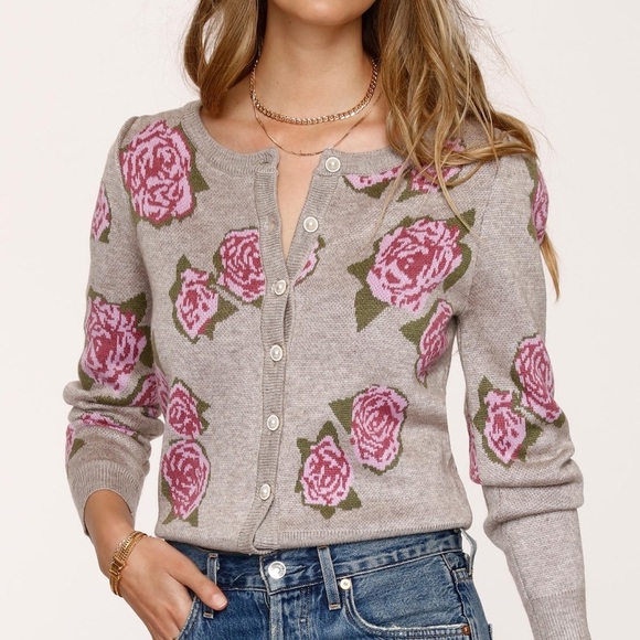 Heartloom Charla Rose Floral Cardigan Sweater - Picture 1 of 7